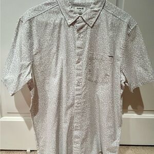 Hurley Men's Button-Down Short Sleeve Shirt in a leopard print